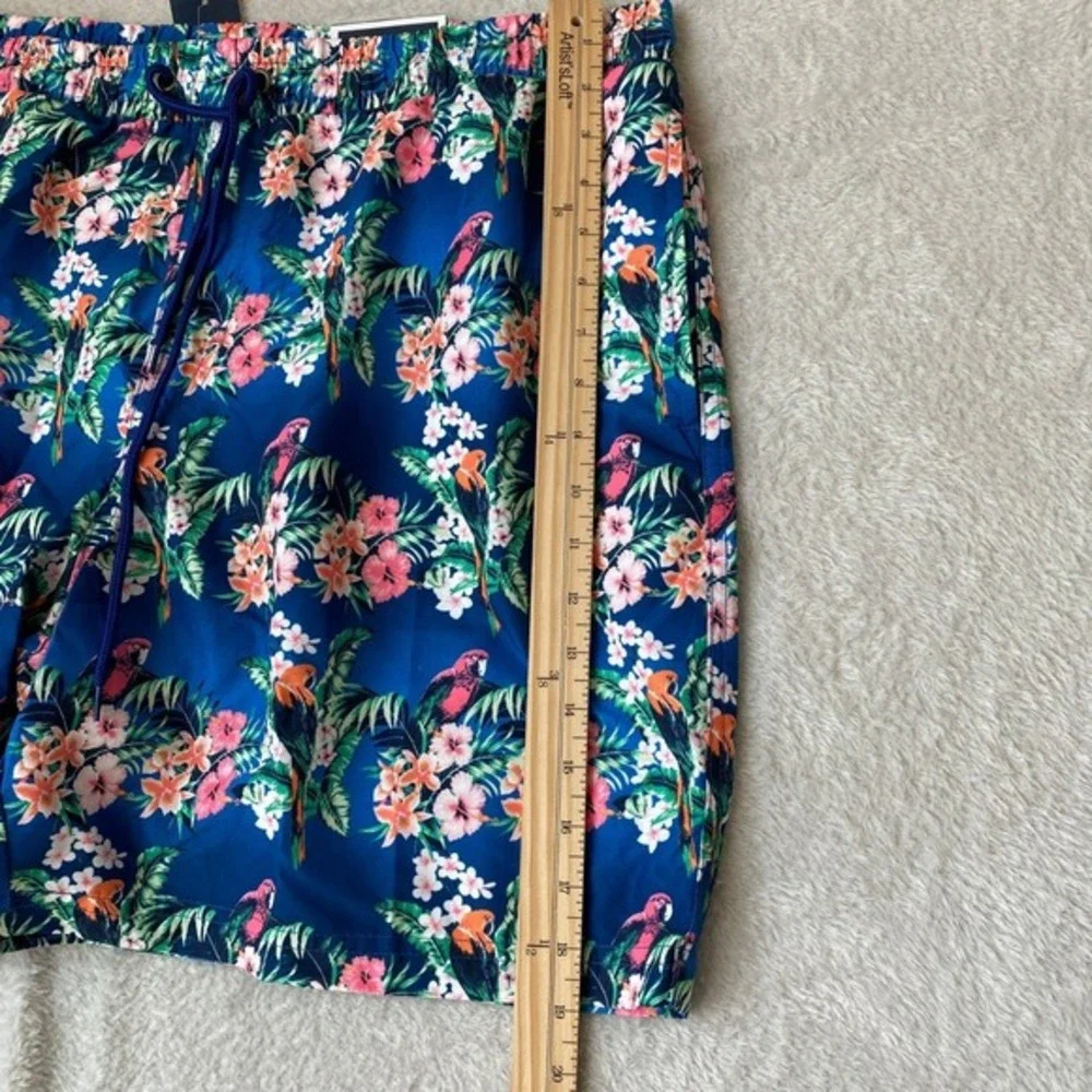 Club Room Men‎ Swim Trunks Beach Shorts Size XL Blue Tropical Floral Parrots NWT
